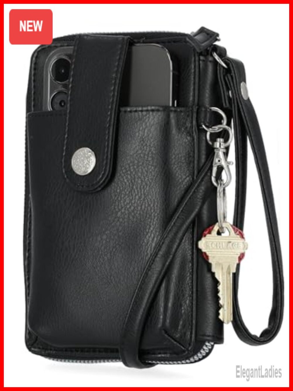 Vegan Leather RFID Crossbody Wallet with Removable Strap